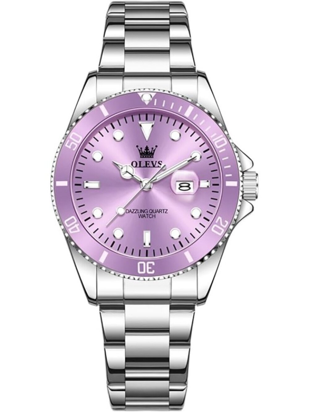 Women's Purple Luxury Waterproof Fashion Analog Quartz Stainless Steel Watches